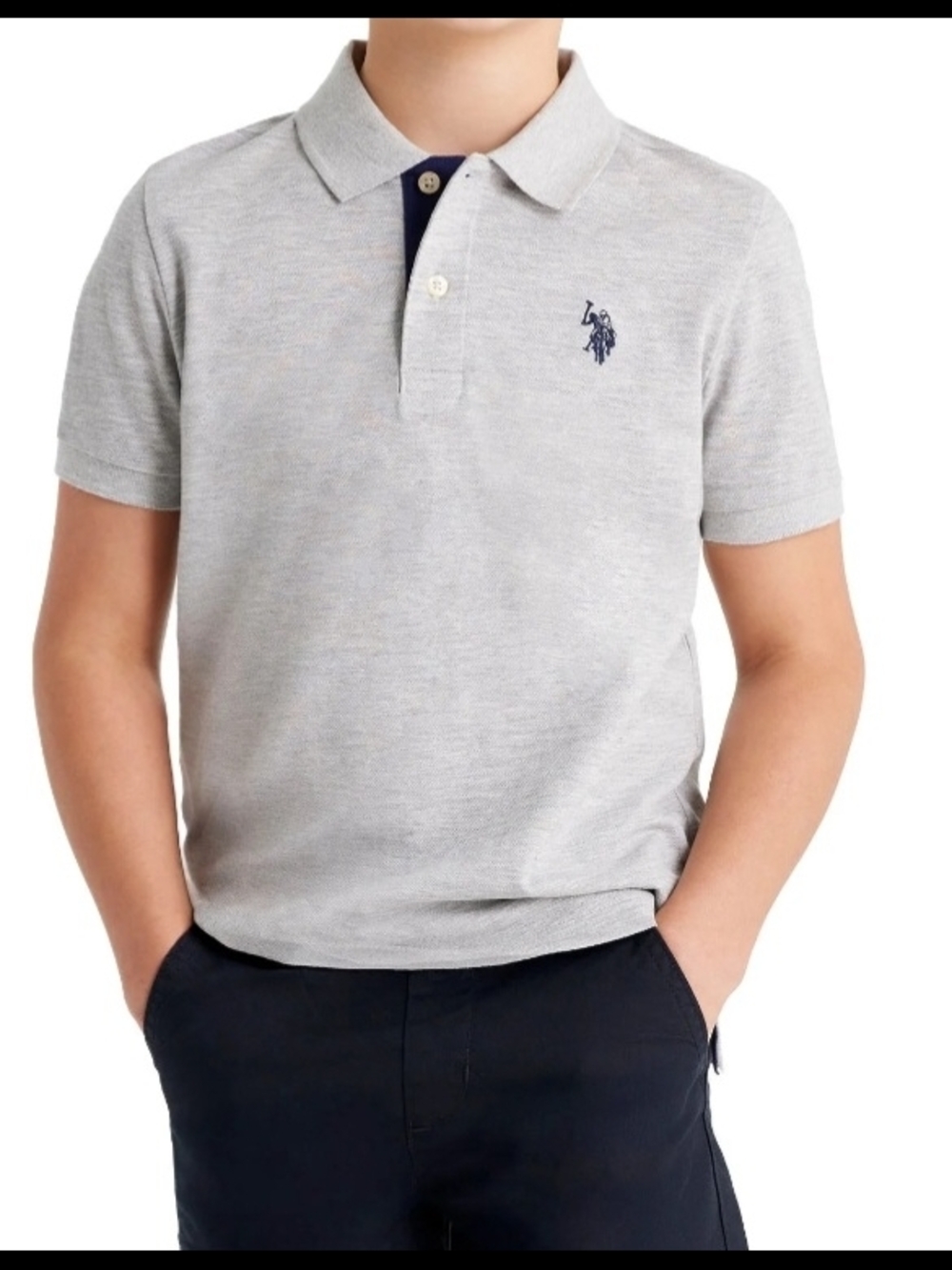 U.S. Polo Assn Boys Polo Shirt NWT Classic Fit Short Sleeve Cotton Grey
